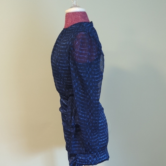 NWT Misa Los Angeles Elegant Cobalt Blue Geometric Patterned Dress, US XS - Picture 2 of 7